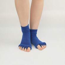 Middle Yoga Five Toe Socks, Split Toe Socks, Exposed Toe Sleeping Socks, Correction Of Thumb Eversion, Massage Five Finger Socks - Màu xanh đậm - Xem 5