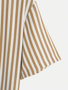 GOLDREDY Men's Casual Striped Shirt And Solid Color Soft Shorts Set, Beach Outfits For Men - Yellow - View 6