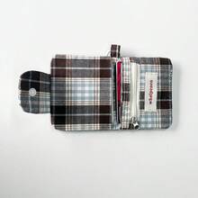 New Retro Plaid Card Holder, Versatile Wallet With Earphone Pouch, Compact And Chic - Lattice - View 3