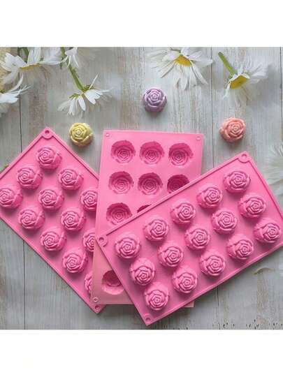 1pc Mini Rose Silicone Mold, Suitable For Soap And Cubes, Chocolate, DIY Couples Activity, Romantic Gift ,DIY Valentine Gift,Sweetheart Gift ,Handmade With Love,Baking With Kids ,Easy Dessert Making