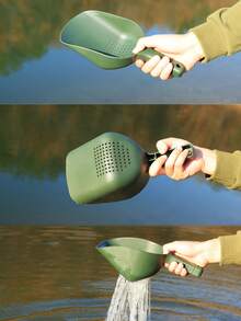 SOUGAYILANG Thick ABS Hollow Shovel |Fishing Feeding Spoon Bait Spoon Anti-Slip Handle | Multi-Purpose For Fishing Bait/Gardening/Camping | Screen Impurities & Drain Water