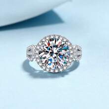 1pc 925 Sterling Silver 5 Carat Moissanite Ring, Luxury Fashion Jewelry Design Suitable For Daily Wear, Comes With GRA Certificate And Gift Box - 5CT Per Piece - View 4