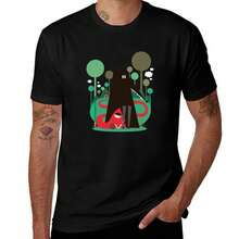 Red and wolf in the woods T-Shirt mens graphic t shirts men t shirt cotton 100% T-Shirt - Noir - Voir 1