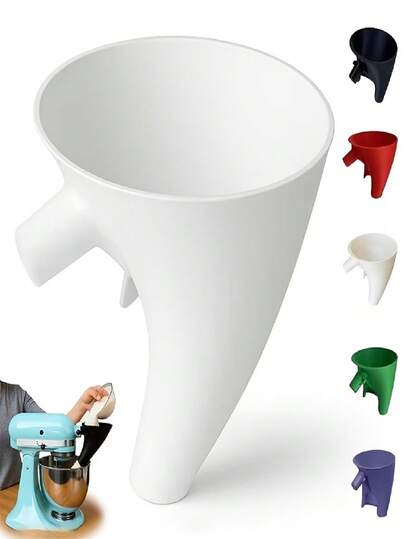 Embudo de plástico resistente para harina para batidora de pie - Diseño a prueba de derrames, compatible con KSM150 y batidoras de pie inclinables de 5 cuartos, alimentos para harina, huevos