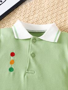 2件套卡通汽车刺绣印花长袖POLO衫，适合幼儿，春秋季 - 彩色 - 查看 5