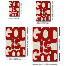 1pc Framed/Unframed "God Is Good" Christian Canvas Poster, Minimalist Red Faith Quote Typography Wall Art Print, Biblical Scripture Painting, Suitable For Apartment, Living Room, Bedroom, Modern Home Decor - Multicolor - View 7