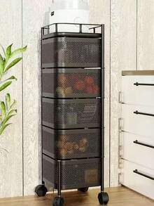 Rotatable Metal Carbon Steel Storage Rack, Kitchen Vegetable Rack, Snack Organizer