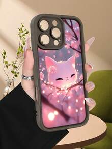 Funda de teléfono minimalista y gruesa a prueba de caídas, diseño con gato blanco y flores de cerezo en estilo mágico y romántico, look dulce y luminoso, protección para cámara, ideal para mujeres, regalo perfecto para temporada de primavera, compatible con Apple 17/16/15/14/13/12/11/Pro/ProMax,compatible con Galaxy A34/A35/A54/A55,Galaxy S20/S21/S22/S23/S24/S25 Ultra/Plus,compatible con Moto/Galaxy/Redmi/Honor/OPPO Soft - Marrón - Ver 2