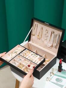 3-Tier Jewelry Storage Box, Watch Organizer, Earring Holder, Necklace Display, Bracelet Tray, Ring Case, Dresser Vanity Jewelry Box, Large Capacity 3-Layer Jewelry Organizer - Multicolor - View 5