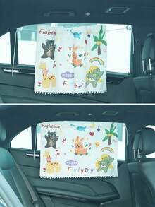 1pc White Minimalist Cartoon Animal Style Car Sunshade, Child-Friendly, Anti-UV, Privacy Protection, Fits Various Car Models - Cartoon Version - View 8