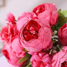 Duovlo Springs Flowers Artificial Silk Peony Bouquets Wedding Home Decoration,Pack Of 1 (Spring Pink),20.87*3.5,SpringPink - 春粉 - 查看 4