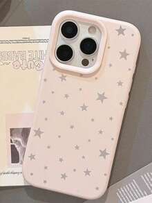 1个粉色磨砂个性化全屏星形图案手机壳，兼容 17 Pro Max/16 Pro Max/15 Pro Max/16/15/13 Pro/14、17 Pro/14/13/12/11手机保护套 - 彩色 - 查看 4