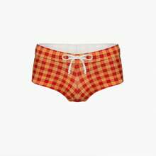 Women Y2k Plaid Shorts Bikini Set Halter Triangle Bikini Top Micro Shorts Sets Aesthetic Gingham Swimsuit - 橘色 - 查看 4