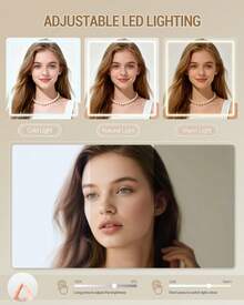 HEXCELEN Dressing Table With Lights, Vanity Desk With Large Led Mirror, Adjustable Brightness, Makeup Desk Vanity Table With 7 Drawers, 4 Shelves For Bedroom, Storage Behind The Mirror, White - Xem 4