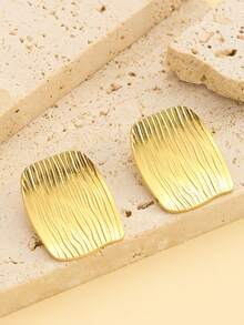 1 Pair Exquisite 304 Stainless Steel Oil-Finished Geometric Irregular Stud Earrings - Minimalist Elegant Design, Versatile Earrings Suitable For Daily Wear And Parties, Perfect Holiday Gift For Family And Friends - Multicolor - View 9