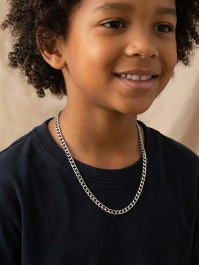 1pc Minimalist Elegant Silver Stainless Steel Chain Necklace, Suitable For Party, Holiday, Hip-Hop Style Decoration