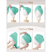 Microfiber Towel, Turbans For Wet Hair, Drying Wrap Towels For Curly Hair  Towel Wrap For -Purple,Green,Grey-Pack Of 3,Purple,Green - Green - 查看 7