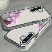 Compatible con iPhone 17, 16, 15, 14, 13, 12, 11 Pro Plus Max, así como con Galaxy, Honor, OPPO, Redmi, Moto, Vivo, Pura 70/70 Pro, Pixel 7, 8 y 9. Esta funda transparente presenta un diseño de mariposa de cristal morado, marco de lente y botones galvanizados. Perfecta como regalo de cumpleaños, para tu pareja o para ti mismo. - transparente - Ver 4
