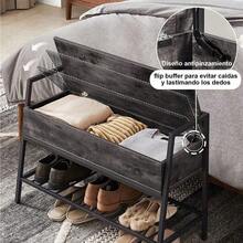 HOMEMAKE FURNITURE Banco de Alenamiento Banco de Zapatos Taburete de Cama Banco de Entrada con Caja de Alenamiento Abatible para Entrada Sala de Estar - Multicolor - Ver 4