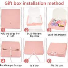 10 piezas - Cajas de regalo rosas con tapas y cintas, adecuadas para cajas de invitación de damas de honor, cajas de regalo de boda, cajas de regalo de cumpleaños, cajas de baby shower, regalos del Día de San Valentín, etc. - Rosa Pálido - Ver 9