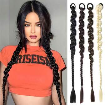 1 pezzo di extension per treccia e coda di cavallo intrecciata da 24 pollici - adatto per festival musicali, feste, uso quotidiano - aggiunge temporaneamente volume e lunghezza senza toccare il cuoio capelluto