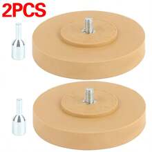 2X RUBBER ERASER CARAMEL WHEEL WITH FREE DRILL ATTACHMENT S509509 88mm - Yellow - View 5
