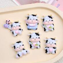 5pcs/10pcs Cute Cartoon Cow Fridge Magnets, Oval Plastic Refrigerator Stickers And Whiteboard Decals, Suitable For Home And Office Decoration, Creative Educational Supplies, Magnetic Decorations - Multicolor - View 5
