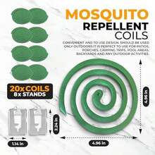Mosquito Repellent Coils - Outdoor Use Reaches Up To 10 Feet - Each Coil Burns For 5-7 Hours (20 Coils & 8 Coil Stands) - / - Xem 6