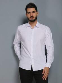 Men's Slim Fit Long-Sleeved Dress Shirt - White - View 2