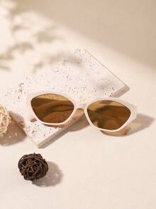 1 PC Women's Casual Fashion Glasses Irregular Polygon Cat-Eye Full Frame Poly-Carbonate Fashion Glasses Lightweight Frame For Outfit With Glasses Box - Multicolor - View 6