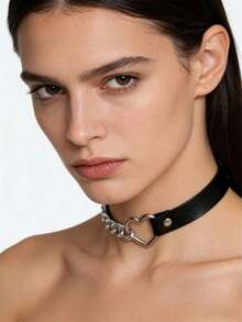 1pc Fashion Collar Punk Choker Rock Gothic Black PU Leather Tassels Harajuku Studded Necklace Bondage Bell Party Jewelry Accessories