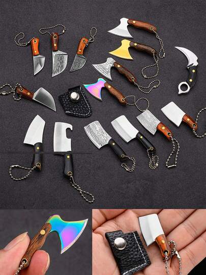 1 pieza Mini Cuchillo, Pelador de Fruta de Acero Inoxidable, Cuchillo Abre Paquetes, Cuchillo Llavero Decorativo, Cuchillo Portátil y Ligero, Cuchillo con Mango de Madera y Hoja de Acero Inoxidable, Mini Cuchillo Colorido, Mini Cuchillo con Funda y Cordón