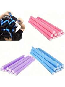 10 根柔韧卷发棒，免加热卷发器套装，适合打造柔和波浪卷和螺旋卷发 - 适用于短发和长发的泡沫卷发棒，DIY 免加热卷发器，呵护秀发（多种颜色可选），美发工具，美发用品，旅行必备，旅行，理发师，发型师，理发师配件，情人节礼物，美发用品，发型师，理发店，沙龙，度假必备，美发产品，理发店，情人节礼物，女士旅行必备，发型师工具 - 10個 - 查看 2