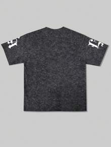 Men's Casual Versatile Simple Graphic Print Short Sleeve T-Shirt - Black - View 5