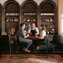 Dragonpad Counter Height Bar Stools Set Of 3 Or 4, PU Leather Upholstered Bar Stools With Soft Back & Footrest, Durable Metal Frame, Comfortable Breakfast Bar Chairs For Dining Room/Kitchen Island - đen-4 chiếc - Xem 7