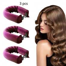3 Pcs Satin Curling Rod Headband Heatless Soft Hair Rollers For Ponytails Lazy Curls Styling Sleep Flexi Rods No Heat Styling Tools - Multicolor - View 5