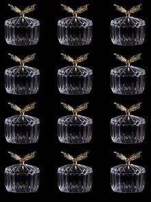 12pcs Candy Box, Butterfly-Shaped Gilded Transparent Lid Gift Box, Suitable For Wedding, Birthday, Gender Revelation, Festival, Party And Gathering Dessert Packaging Display Box - Gold - View 8