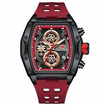 MINI FOCUS 1 Pcs Sport Casual Silicone Strap Performance Men's Watches Tonneau Chronograph Watch - Đỏ - Xem 6