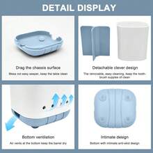 Toothbrush Holder For Bathroom,Plastic Detachable For Easy Cleaning Multi-Functional Storage,3 Slots Anti-Slip Electric Toothbrush And Toothpaste Organizer Caddy For Bathroom Vanity,Countertop (Blue),Blue - Blue - View 5