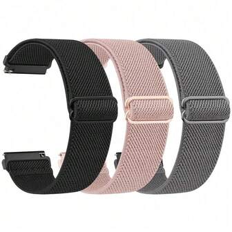 3PCS Nylon Stretchy Bands Compatible With Samsung Galaxy Watch 7 Band 40mm 44mm, 20mm Quick Release Soft Bands Compatible With Samsung Galaxy Watch FE 40 Mm/Galaxy Watch 6/6 Classic 5 4 Band 40mm 44mm, 20mm Lugs Watch Band For Teens