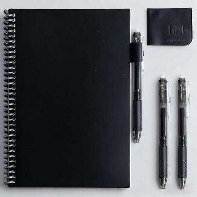 Cuaderno Inteligente A4 Reutilizable, Notebook Borrable con 3 Bolígrafos Incluidos, Lavable con Agua, Se Borra con Calor, Sincroniza Notas en la Nube, Perfecto para Adultos y Niños,37359650