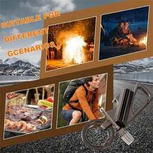 1Pc Emergency Survival Gear With Flint Metal Matchstick Fire Starter Kerosene Refillable Lighter,Waterproof Fire Starter With Bottle Opener & Keychaindeal Gift For Outdoor Enthusiasts,Hikers,-Portable Lighter,Compact Design,Fire Starter Tool - Black - View 3