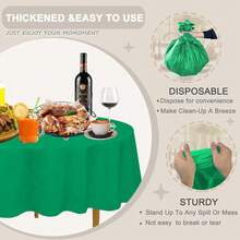 Plastic Table Cloth Disposable, 12 Pack Green Round Tablecloth Individually Wrapped For Indoor&Outdoor, 84 Inch Table Cover For Party, Picnic, Birthday, Wedding & Dinner - Green - View 4