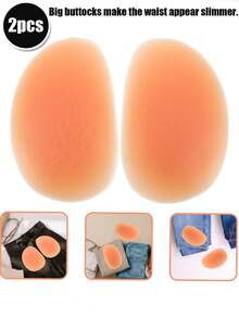 2pcs 1CM Thick Lightweight Adjustable Hidden Silicone Buttock Pads, Invisible Seamless Natural Butt Lift Pads - Apricot - View 1