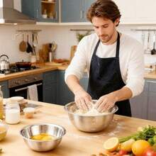 Juego de Bowl de ro Inidable de 6 Piezas Bowls de Cocina Bowls para Mezclar Ensaladas Ideal para Cocinar Hornear y Servir Ensaladas de Frutas 5 bowls + 1 esponja - Plateado - Ver 7