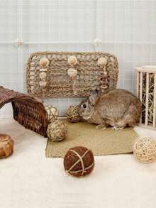 100g Natural Apple Wood Chew Sticks, Handwoven Natural Ball, Apple Wood Cage Hanging Chew Toys Set For Hamsters, Rabbits, Guinea Pigs And Other Pets - Multicolor - View 4