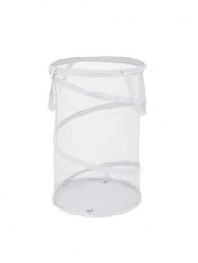 Large Collapsible Round Popup Laundry Hamper With Lid,Foldable Mesh Hamper With Reinforced Handles And Solid Bottom,White And Black Laundry Basket - Multicolor - View 10