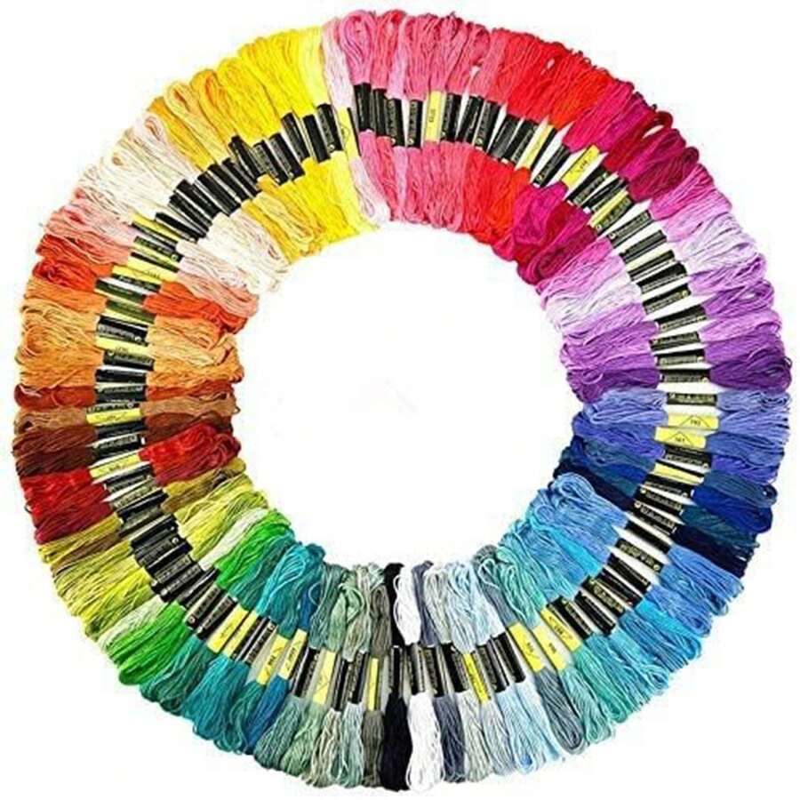 8-Color Gradient Embroidery Thread Set, Friendship Bracelet Weaving Cord, Cross Stitch Kit, Pre-Sorted Thread Skeins, Fine Line, Sewing Patterns, Cotton Yarn, Crochet Bracelet, Rainbow Craft, 7 Color Systems (Red, Yellow, Blue, Green, Purple, Brown), 6-Strand Thread (8m Each), Suitable For Sewing And Handicrafts - Multicolor - View 1