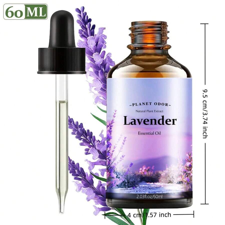 PLANET ODOR 60ML Lavender Essential Oil Is Suitable For Humidifiers, Diffusers, DIY Candles, And Crystals. It Can Also Be Used For Air Purifiers And Car Diffusers. The Perfect Christmas And Halloween Gift For Your Loved One, Essential Oils - hoa oải hương - Xem 1