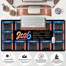 1pc Extra Large Professional Mouse Pad With 2026 Calendar Holiday Schedule, Computer Gaming Mouse Mat Made Of High-Quality Microfiber Fabric, Thick High-Density Rubber Non-Slip Base, New Year Gift For Keyboard Pad, Suitable For Gamers, Office And Home Laptop Desktops
